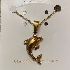 Gold Dolphin Necklace Stainless Steel